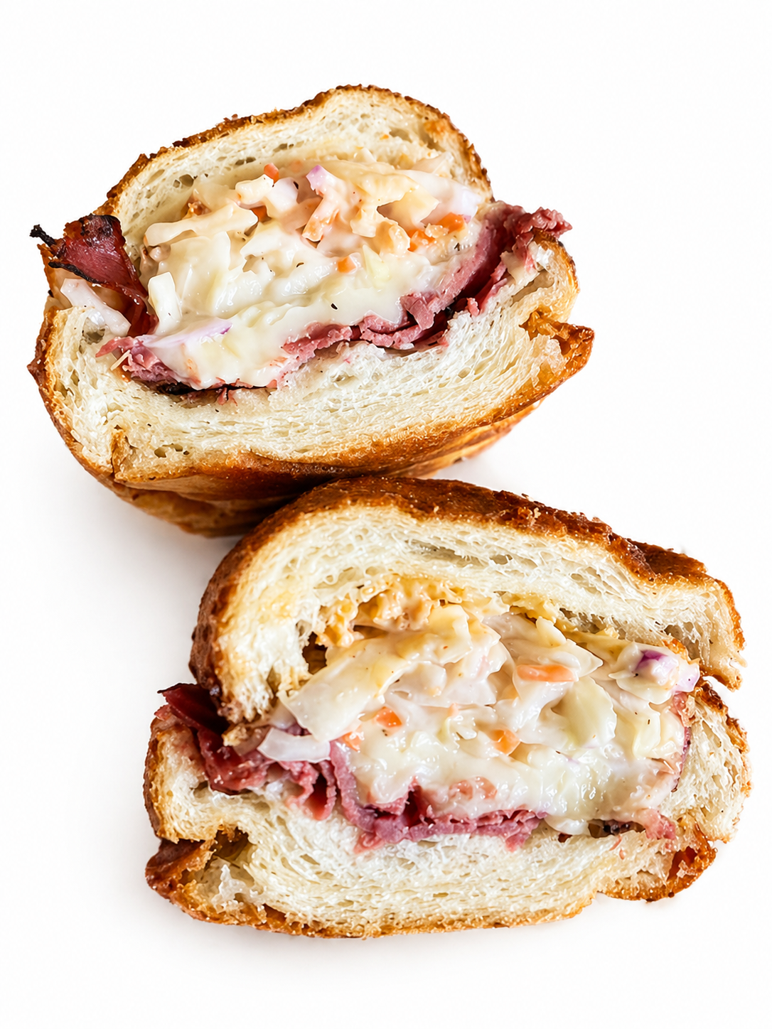 Lightweight Tipsy sandwich with hot pastrami and coleslaw